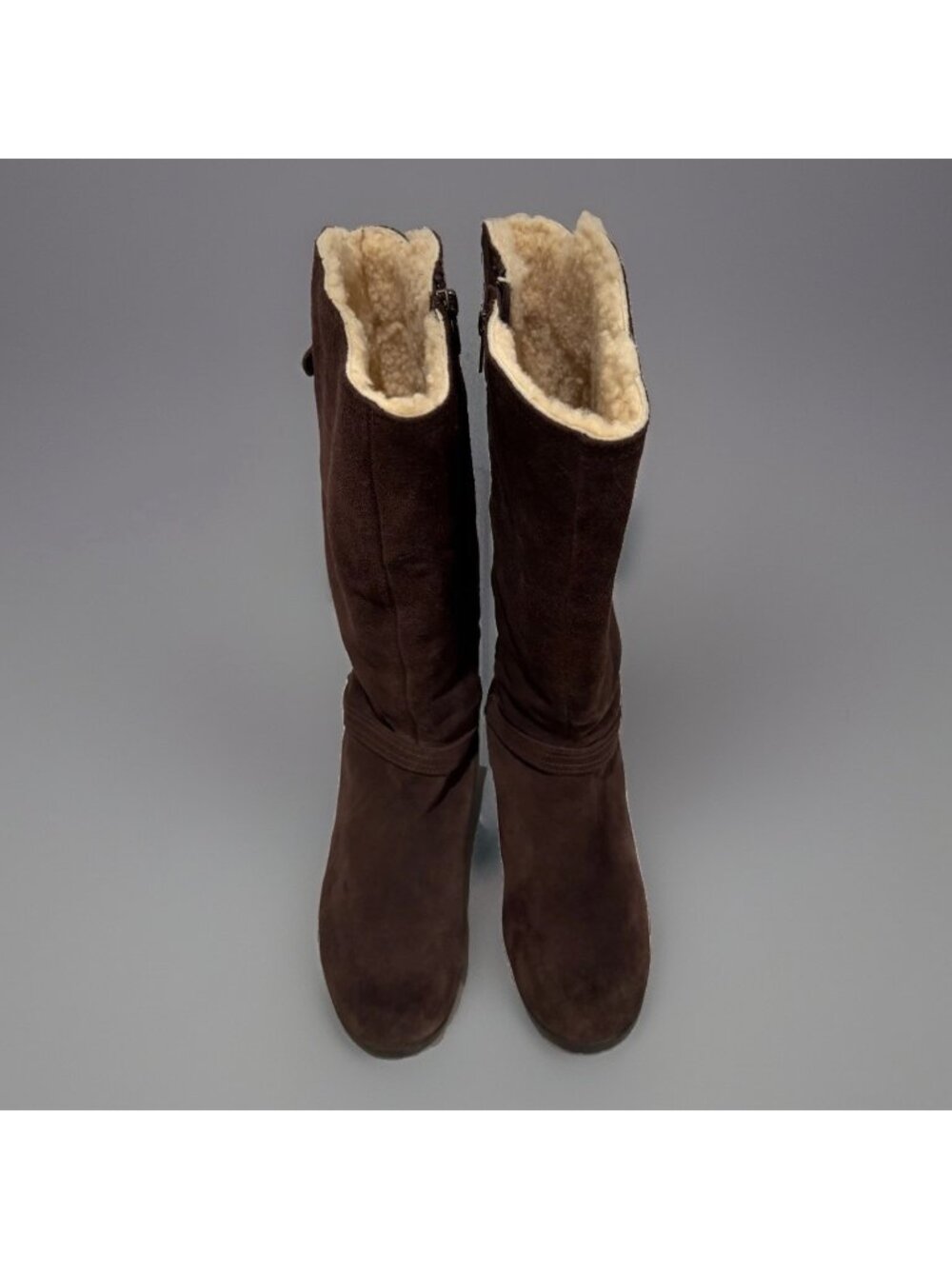 UGG Jillian II Shearling Lined Brown Suede Riding Zip Tall Winter Boots Size 10